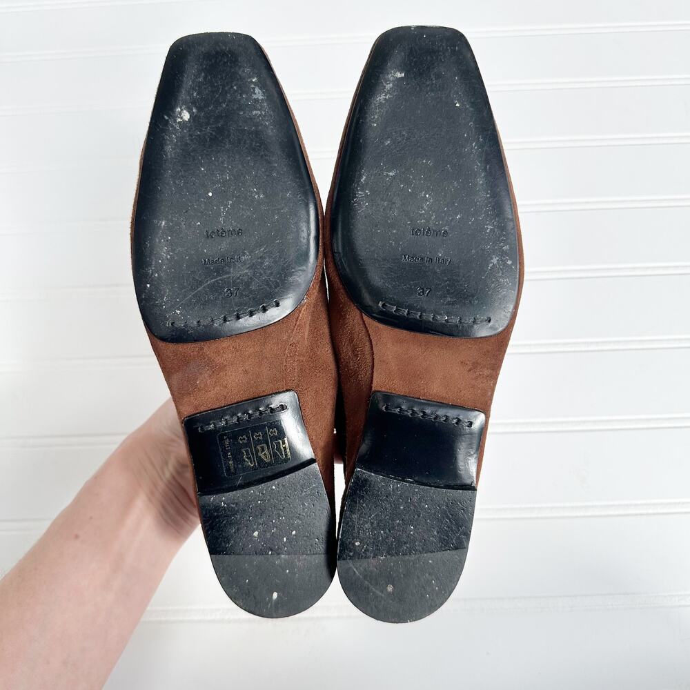 Toteme Chocolate Brown Suede Loafers Slip On Flats - Picture 4 of 14